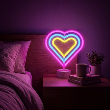 LED-Neon-Tischdekoration, 2 W, 3×AA/USB, Herz