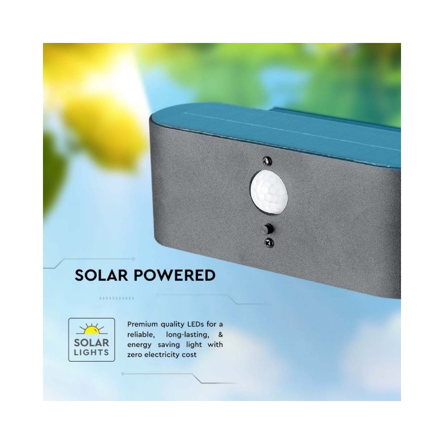 LED-Outdoor-Solarwandleuchte mit Sensor LED/2,5W/3,7V 3000K IP54 2000 mAh