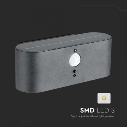 LED-Outdoor-Solarwandleuchte mit Sensor LED/2,5W/3,7V 3000K IP54 2000 mAh
