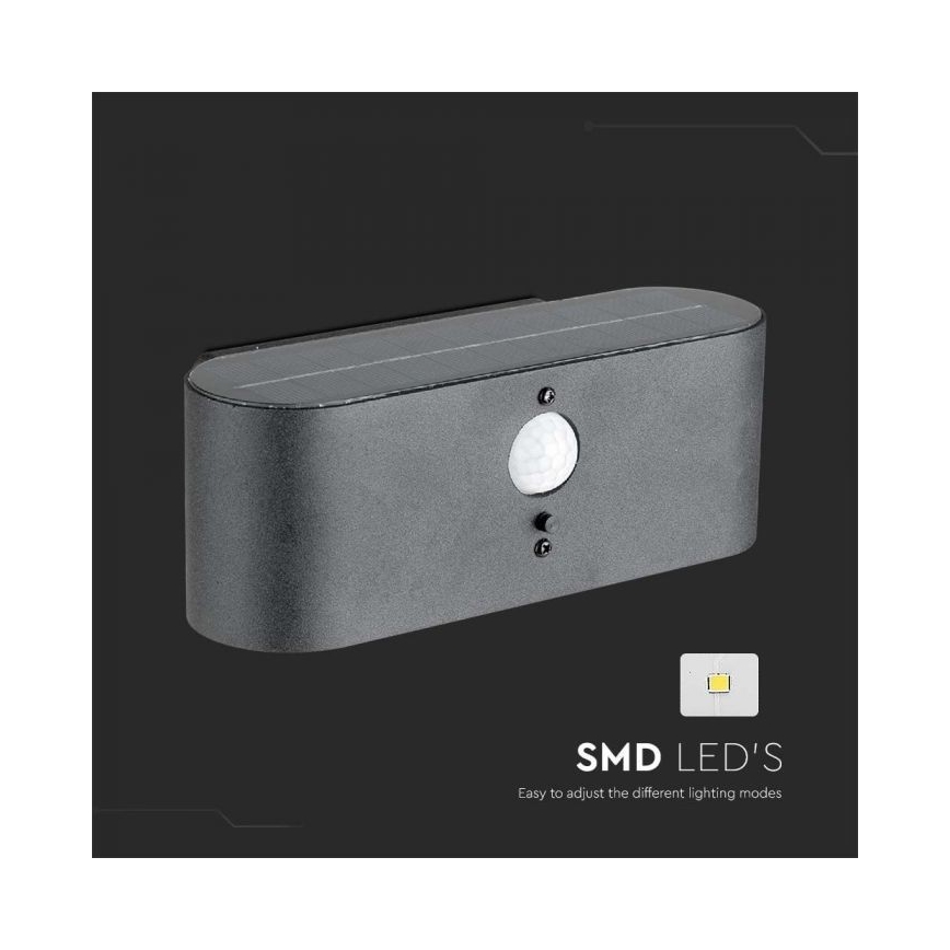 LED-Outdoor-Solarwandleuchte mit Sensor LED/2,5W/3,7V 3000K IP54 2000 mAh