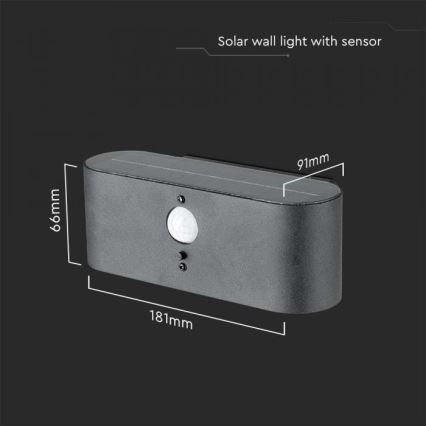 LED-Outdoor-Solarwandleuchte mit Sensor LED/2,5W/3,7V 3000K IP54 2000 mAh