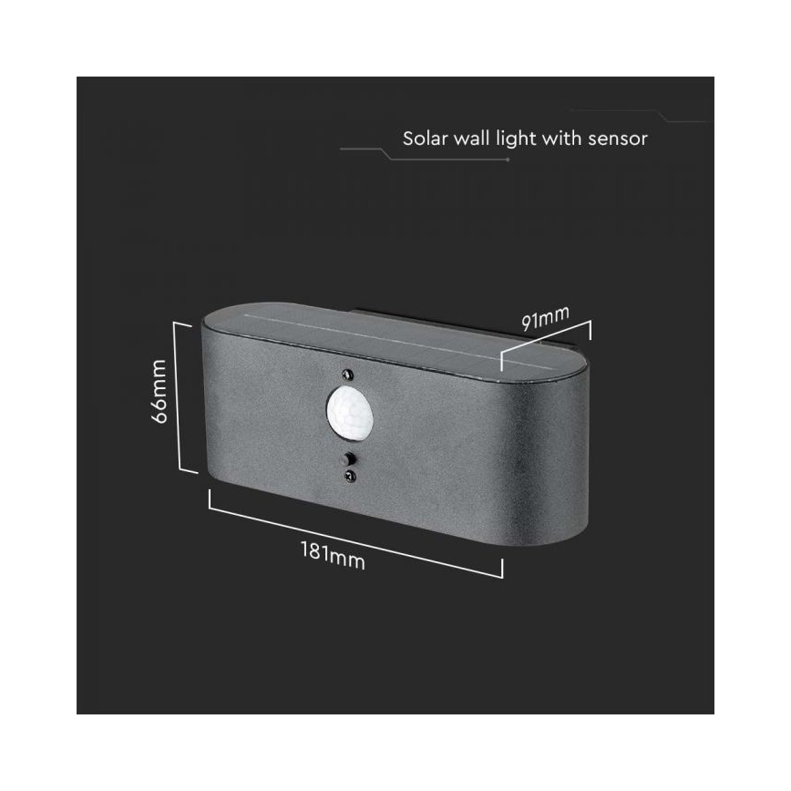 LED-Outdoor-Solarwandleuchte mit Sensor LED/2,5W/3,7V 3000K IP54 2000 mAh