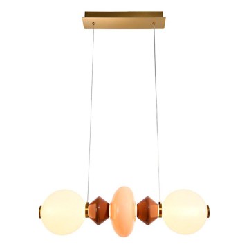 LED-Pendelleuchte an Drahtseil FLORES LED/15W/230V gold/orange/braun