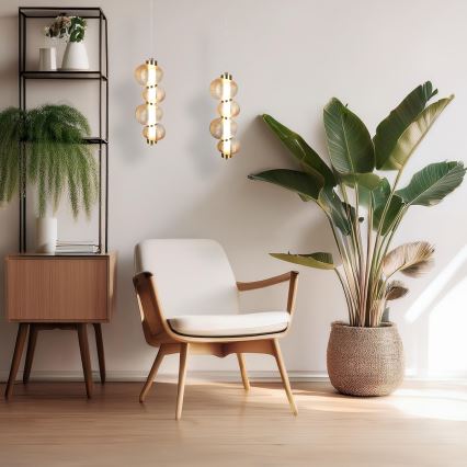 LED-Pendelleuchte an Kabel BOLLA LED/17W/230V Ø 16 cm gold/rauchbeige