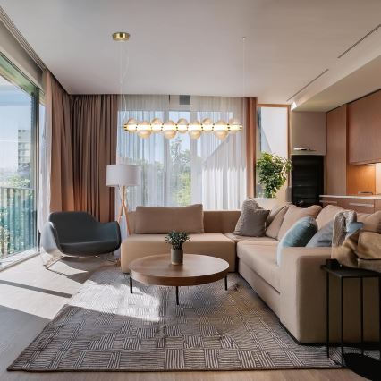 LED-Pendelleuchte an Kabel BOLLA LED/32W/230V Gold/rauchbeige