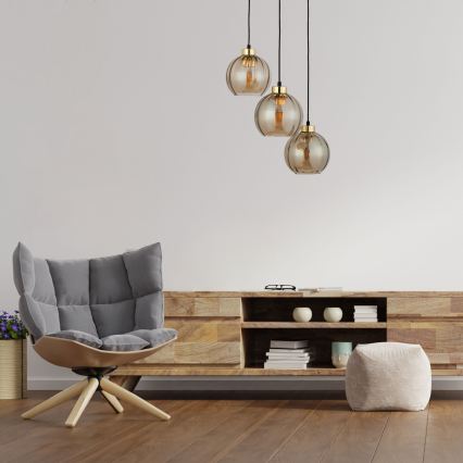 LED-Pendelleuchte an Kabel DEVI 3xE27/15W/230V schwarz/rauchbeige