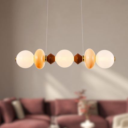LED-Pendelleuchte an Kabel FLORES LED/20W/230V Gold/Orange/Braun