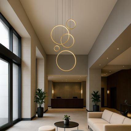 LED-Pendelleuchte an Kabel SATURNO LED/100W/230V goldfarben