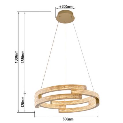 LED-Pendelleuchte an Kabel TARJA LED/36W/230V 3000/4000/6000K Ø 60 cm goldfarben