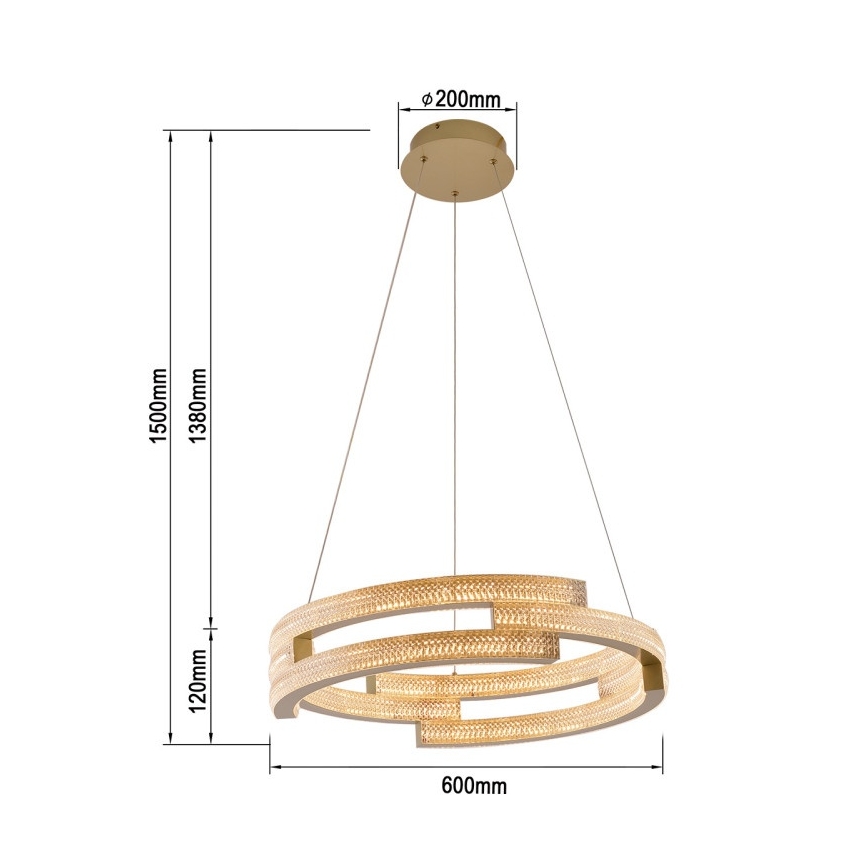 LED-Pendelleuchte an Kabel TARJA LED/36W/230V 3000/4000/6000K Ø 60 cm goldfarben