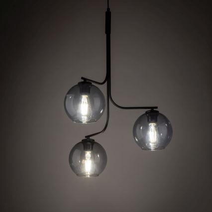 LED-Pendelleuchte an Seil CESAR 3xE27/15W/230V schwarz/rauchgrau