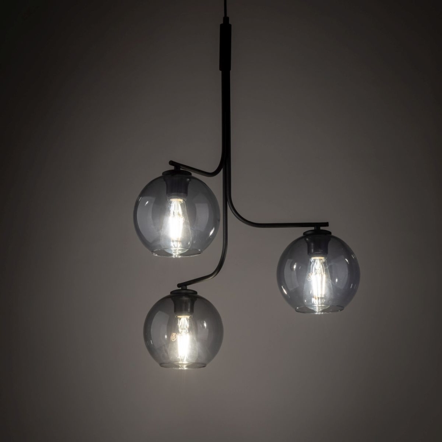 LED-Pendelleuchte an Seil CESAR 3xE27/15W/230V schwarz/rauchgrau
