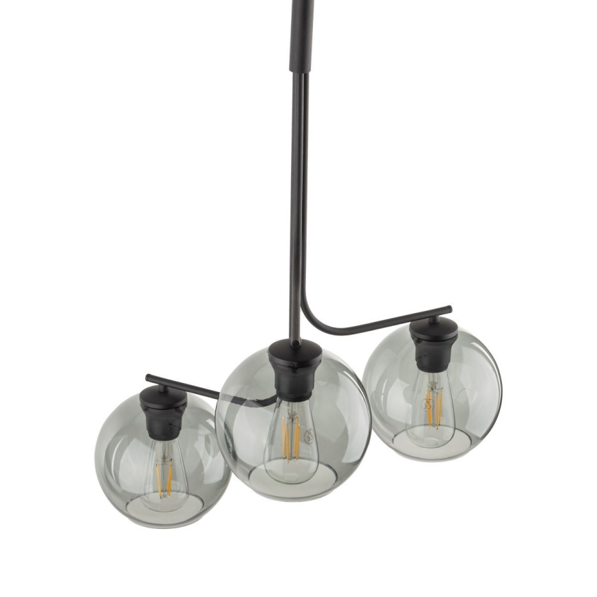 LED-Pendelleuchte an Seil CESAR 3xE27/15W/230V schwarz/rauchgrau