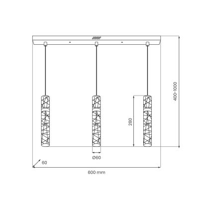 LED-Pendelleuchte an Seil LAGOS LED/24W/230V goldfarben