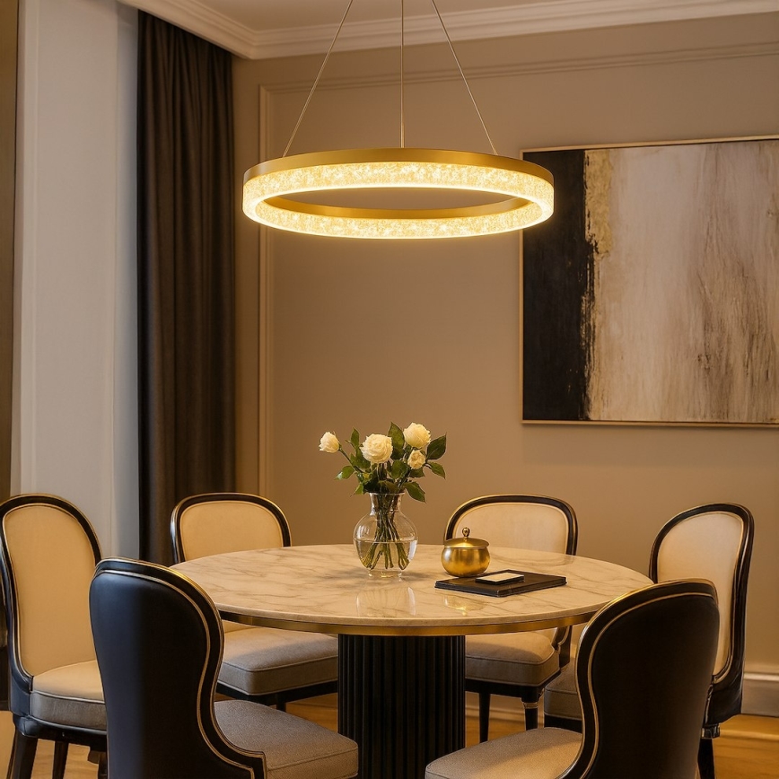 LED-Pendelleuchte an Stahlseil GALA LED/25W/230V Ø 50 cm Gold