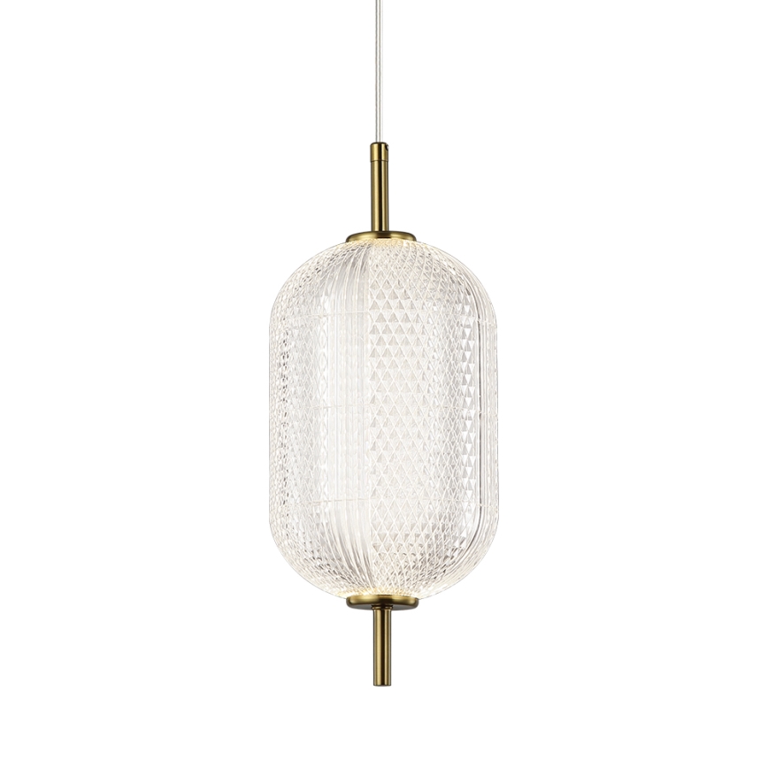 LED-Pendelleuchte an Stahlseil PELLUCID LED/11W/230V goldfarben/klar