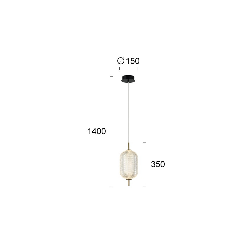 LED-Pendelleuchte an Stahlseil PELLUCID LED/11W/230V goldfarben/klar