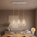 LED-Pendelleuchte BRYLANT an Drahtseil, 3xE27/60W/230V, weiß