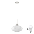 LED Pendelleuchte HARMA 1xE27/60W/230V Ø 30 cm matt verchromt/weiß