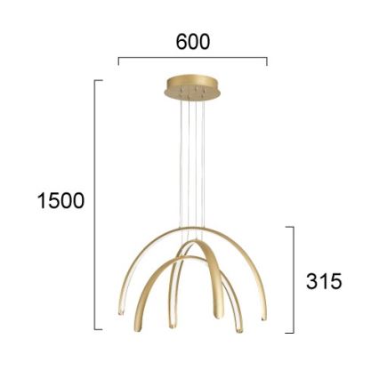 LED-Pendelleuchte MEGAN an Kabel LED/41W/230V goldfarben