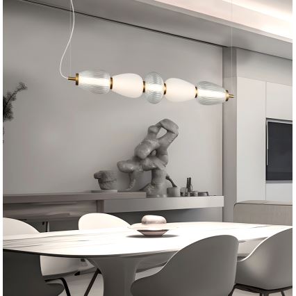 LED-Pendelleuchte mit Kabelaufhängung SHINY LED/23W/230V weiß/gold