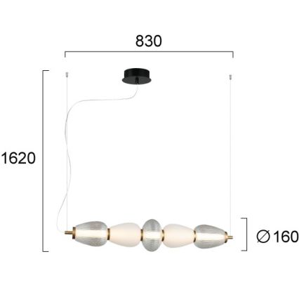 LED-Pendelleuchte mit Kabelaufhängung SHINY LED/23W/230V weiß/gold