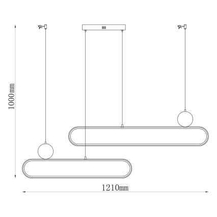 LED-Pendelleuchte mit Seilaufhängung FLORENTYNA LED/48W/230V 4000K schwarz/weiß