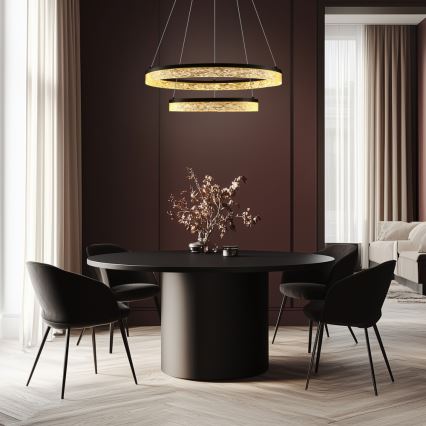 LED-Pendelleuchte mit Seilaufhängung FROZI LED/38W/230V Ø 60 cm schwarz