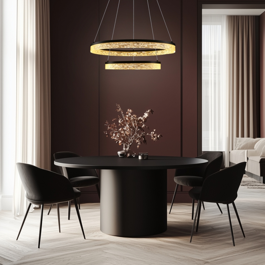 LED-Pendelleuchte mit Seilaufhängung FROZI LED/38W/230V Ø 60 cm schwarz