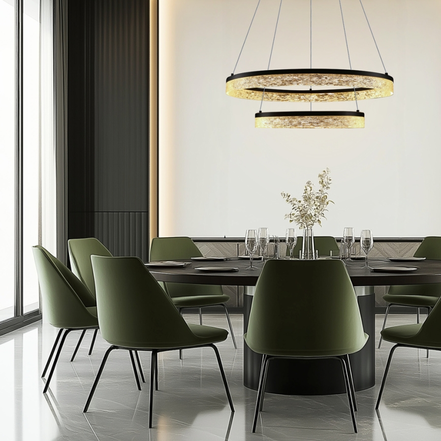 LED-Pendelleuchte mit Seilaufhängung FROZI LED/38W/230V Ø 60 cm schwarz