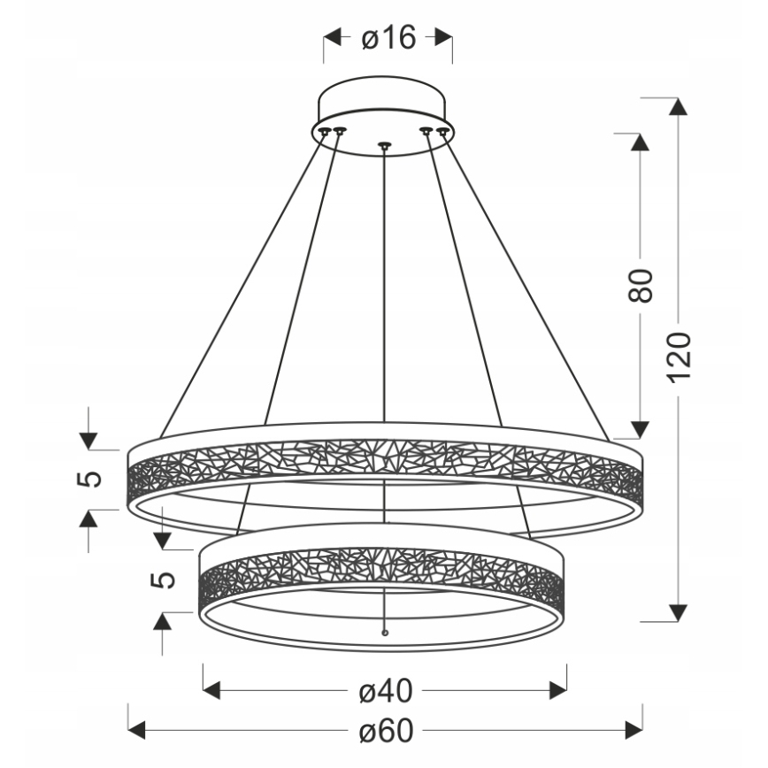 LED-Pendelleuchte mit Seilaufhängung FROZI LED/38W/230V Ø 60 cm schwarz
