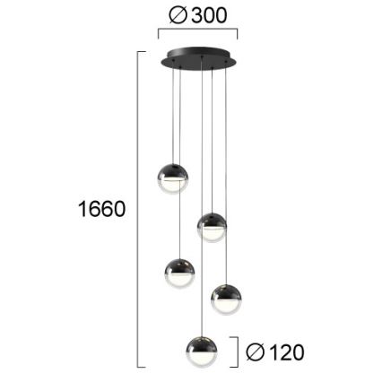LED-Pendelleuchte mit Seilaufhängung ZIREA LED/30W/230V schwarz