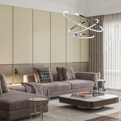 LED Kronleuchter an Kabel ROTONDA LED/93W/230V glänzender Chrom