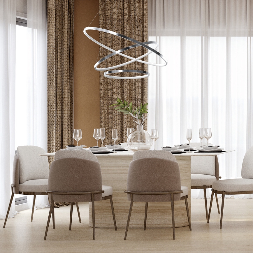 LED Kronleuchter an Kabel ROTONDA LED/93W/230V glänzender Chrom