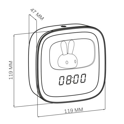 LED Piccola lampada notturna dimmerabile con sveglia BUNNY LED/1,2W/5V 3000K