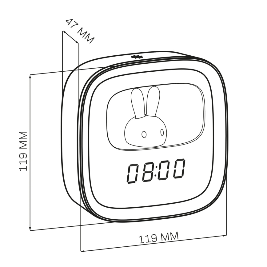 LED Piccola lampada notturna dimmerabile con sveglia BUNNY LED/1,2W/5V 3000K