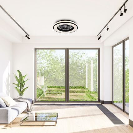 LED Plafoniera dimmerabile con ventilatore LED/48W/230V 3000-6500K nero + telecomando