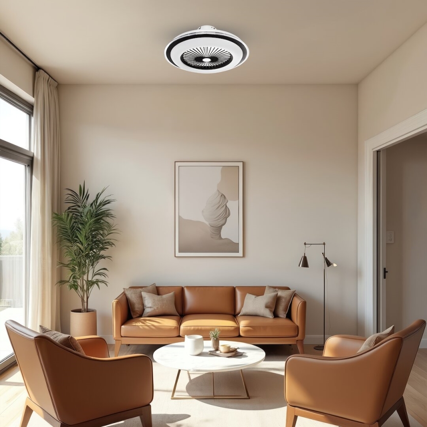 LED Plafoniera dimmerabile con ventilatore ZEPHYR LED/48W/230V 3000-6000K nero + telecomando