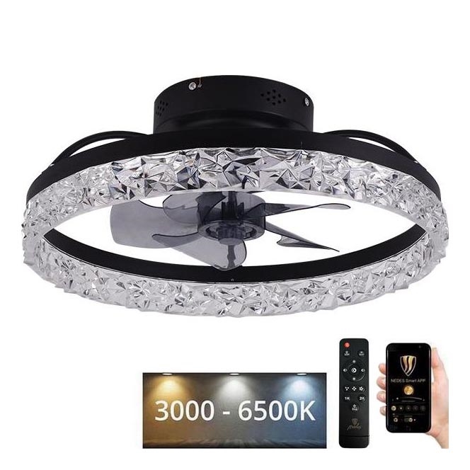LED Plafonnier à intensité variable avec ventilateur LED/35W/230V 3000-6500K noir + télécommande