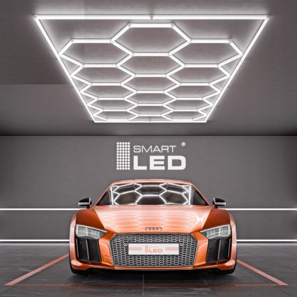Plafonnier LED HEXAGON 696 W 85-265 V 6500 K 484 x 243 cm IRC 90 IP44 blanc