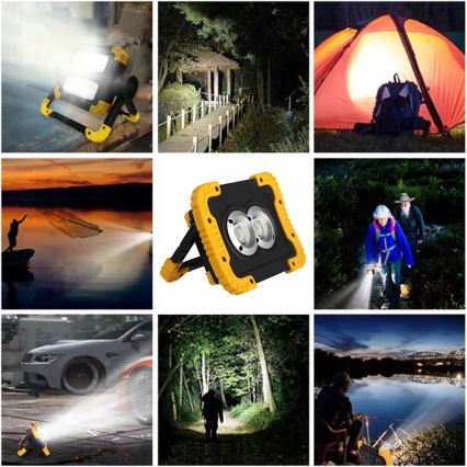 LED Proiettore ricaricabile con funzione power bank LED/20W/5V 4400 mAh IP44 nero/giallo