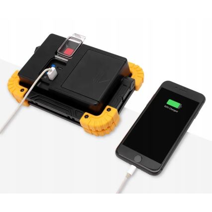 LED Proiettore ricaricabile con funzione power bank LED/20W/5V 4400 mAh IP44 nero/giallo