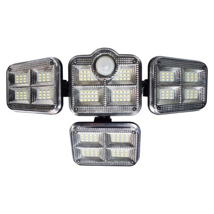 LED Proiettore solare con sensore di movimento e crepuscolare LED/30W/3,7V 2400 mAh IP47 + telecomando