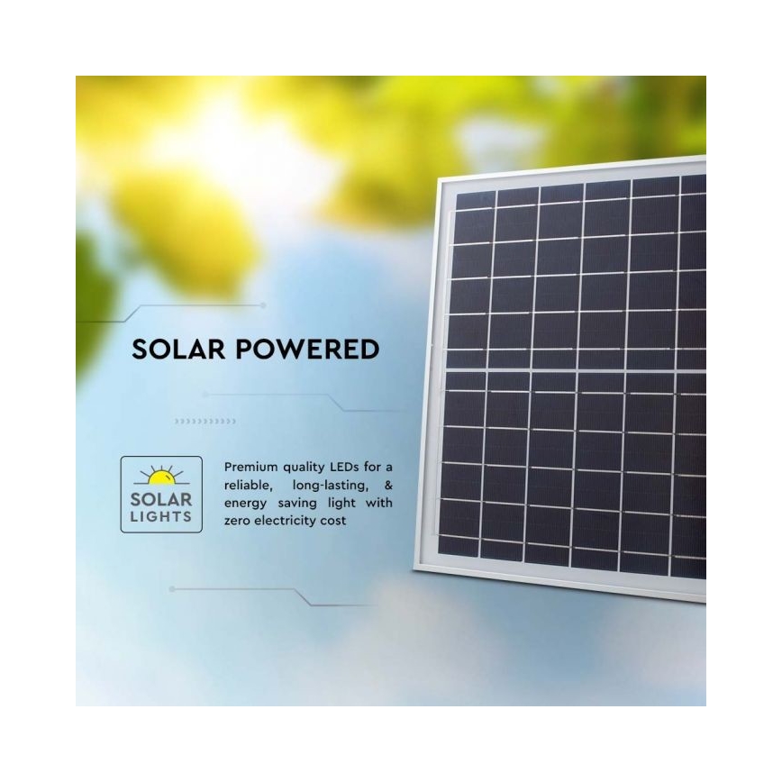 LED Proiettore solare da esterno LED/12W/3,2V IP65 6400K + telecomando