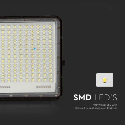 LED Proiettore solare da esterno LED/30W/3,2V 6400K nero IP65 + telecomando