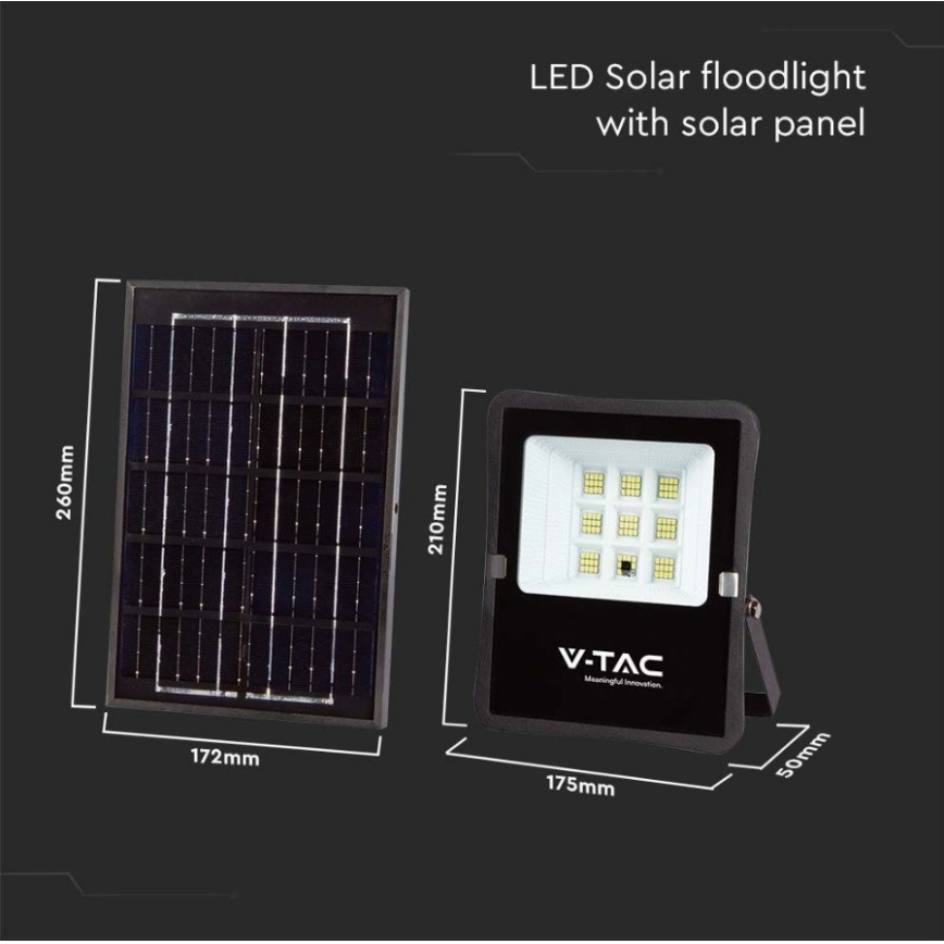 LED Proiettore solare per esterni LED/6W/3,2V 6400K IP65 + telecomando