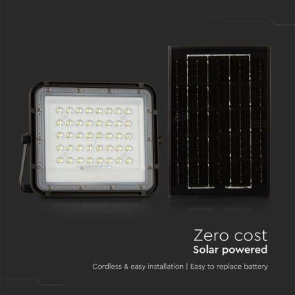 LED Proiettore solare per esterni LED/6W/3,2V IP65 6400K nero + TC