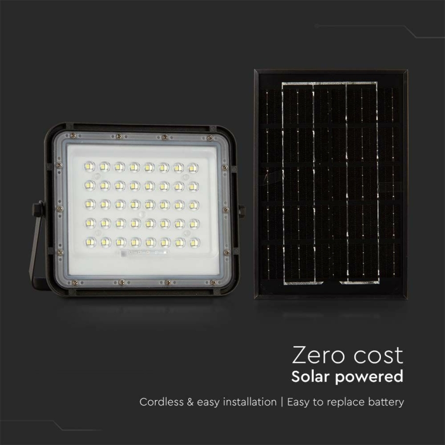 LED Proiettore solare per esterni LED/6W/3,2V IP65 6400K nero + TC