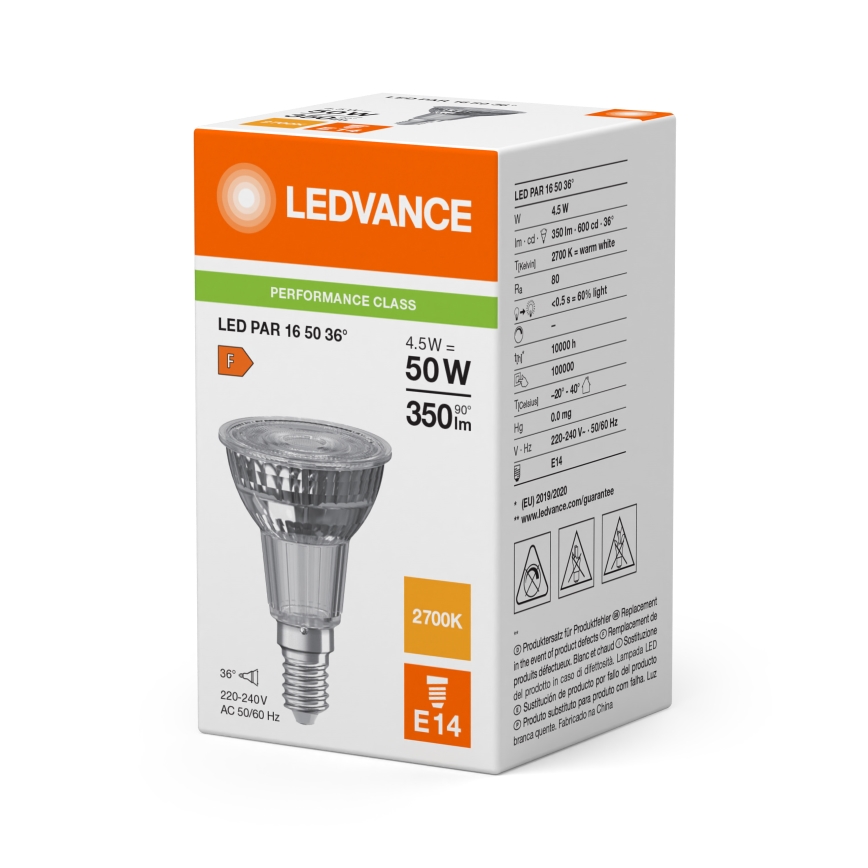 LED-Reflektorlampe PAR16 E14/4,5W/230V 2700K 36° - Ledvance