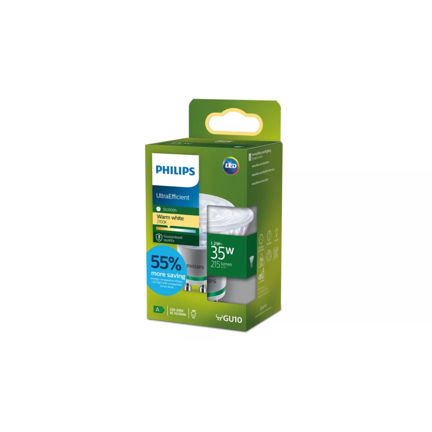 LED-Reflektorlampe ULTRAEFFICIENT Philips PAR16 GU10/1,2W/230V 2700K